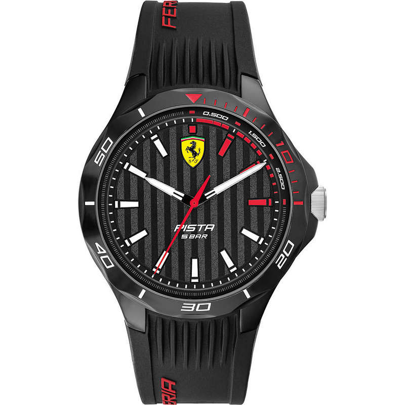 Watches: Scuderia Ferrari watch only time black man FER0830780 silicone  strap