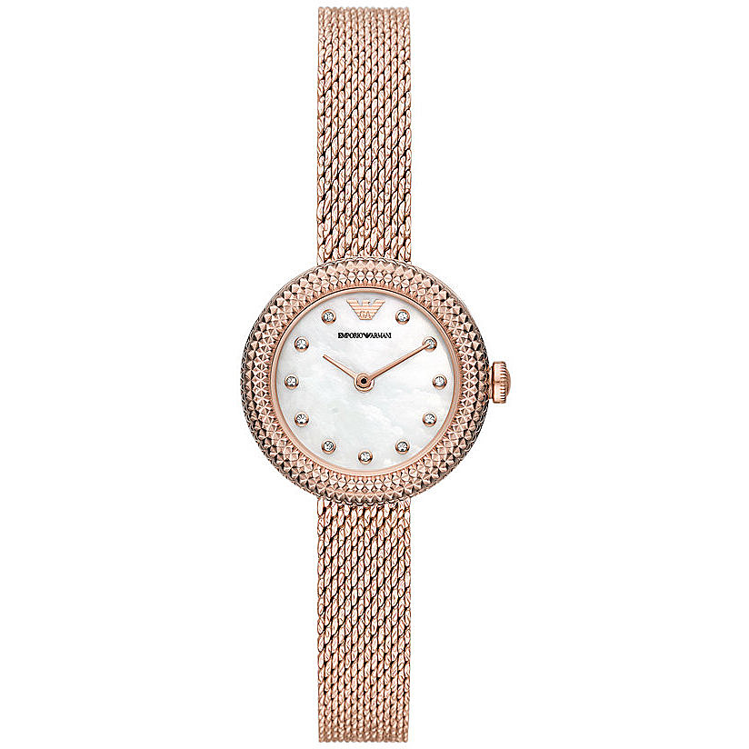 Watches: Emporio Armani women's watch pink or only time AR11416 steel Milan  mesh