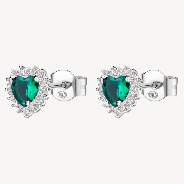 Orecchini cuore donna Brosway Argento 925 Fancy FLG45 con zirconi bianchi e verdi