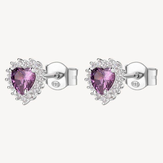 Orecchini cuore donna Brosway Argento 925 Fancy FMP53 con zirconi bianchi e viola