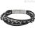 Bracciale Fossil JF02937040 in pelle nera ed acciaio inossidabile