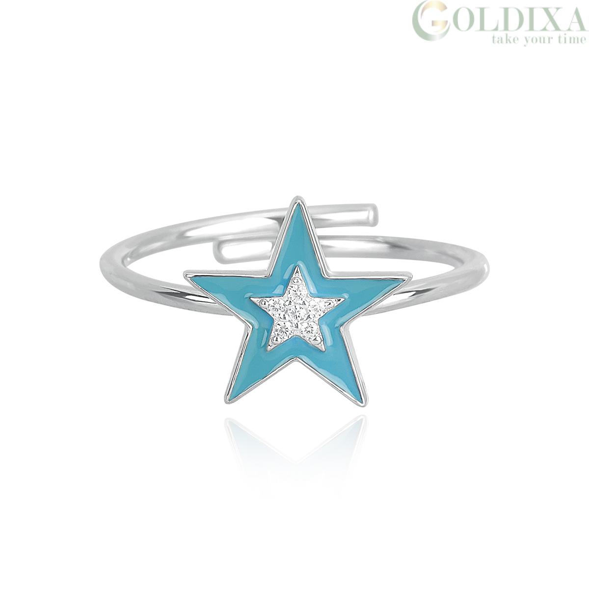 Jewelry: Mabina blue star ring woman 925 silver with zircons 523136