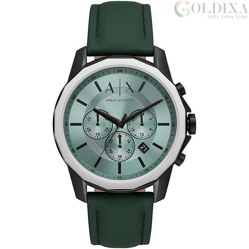 Armani watch strap Watches: Exchange AX1725 men\'s steel green chronograph leather